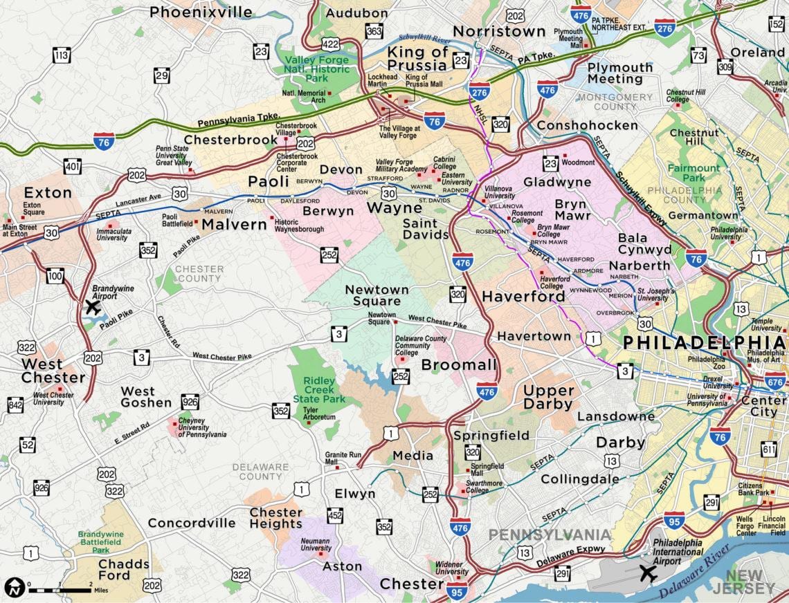 xəritə əsas xətti Philadelphia