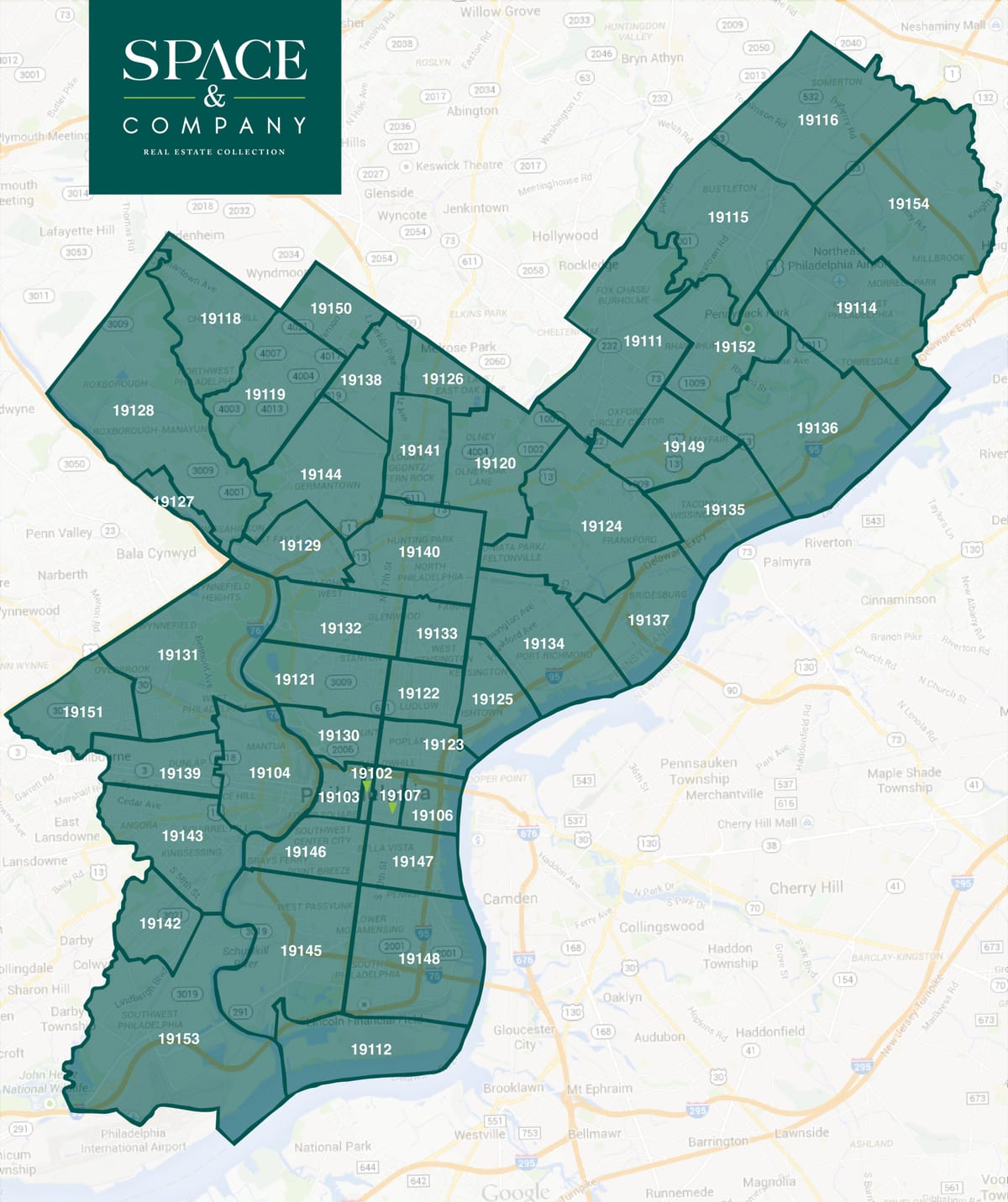 Poçt indeksi Philadelphia xəritə